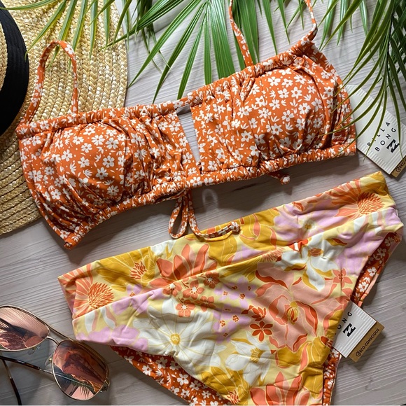 Billabong 🌺 Ditsy Floral Ruched Made for Daze Alina Bralette Top | Rise Bottom - Picture 11 of 16